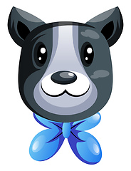 Image showing Cute black dog with blue tie vector illustartion on white backgr