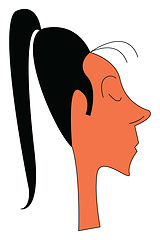 Image showing Portrait of girl with long black ponytailed hair style vector co