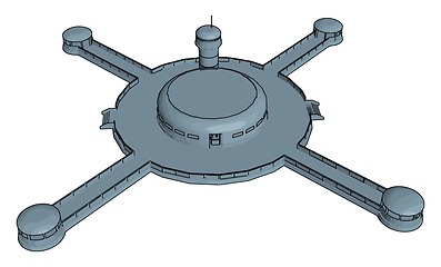 Image showing Grey cross-shaped spaceship vector illustration on white backgro