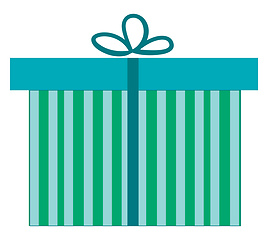 Image showing A present box wrapped in stylish green striped decorative paper 