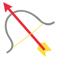 Image showing Grey bow and red arrow with yellow feathers vector illustration 