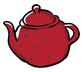 Image showing Clipart of a red-colored teapot/Evening snacks time vector or co