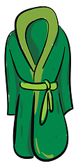 Image showing Clipart of a showcase green-colored bathrobe over white backgrou