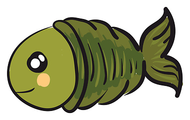 Image showing A small green fish vector or color illustration