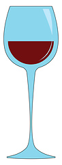 Image showing Simple vetor illustration of a wine glass with red wine white ba