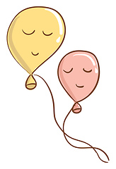 Image showing Two balloons with an exclamation mark are floating with closed e