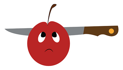 Image showing Sad face apple vector or color illustration