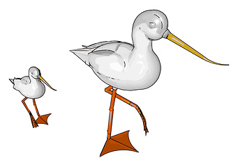 Image showing large wading bird vector or color illustration