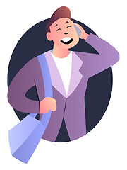 Image showing Cute cartoon guy speaking on the phone vector illustration on wh