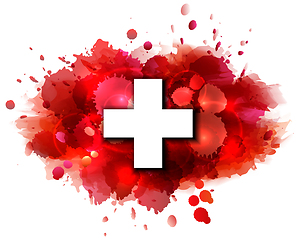 Image showing Flag of Switzerland on red paint splashes