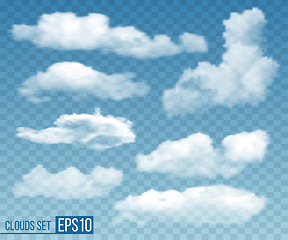 Image showing Set of realistic transparent clouds. Vector illustration