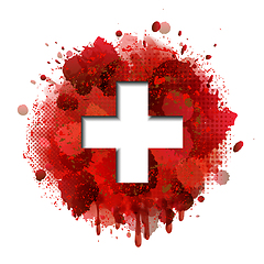 Image showing Flag of Switzerland on red paint splashes