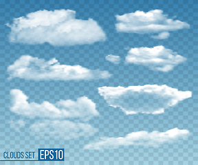 Image showing Set of realistic transparent clouds. Vector illustration