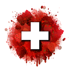 Image showing Flag of Switzerland on red paint splashes