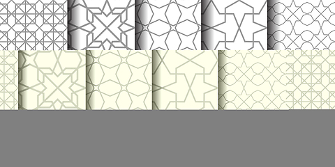 Image showing Set of White and grey oriental patterns.