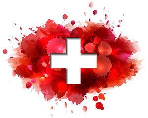 Image showing Flag of Switzerland on red paint splashes