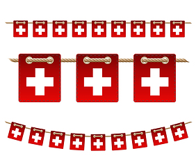 Image showing Set of Switzerland garland flag on white. Vector