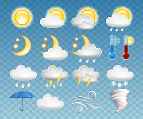 Image showing Set of different weather icons vector illustration