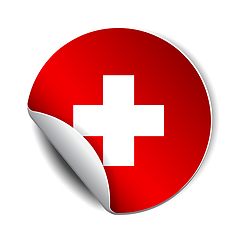 Image showing Bright sticker with flag of Swiss. Vector