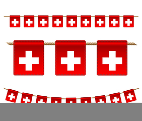 Image showing Set of Switzerland garland flag on white. Vector