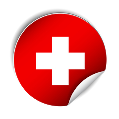 Image showing Bright sticker with flag of Swiss. Vector