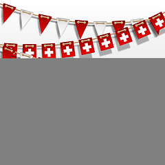 Image showing Swiss national day background with hanging flags