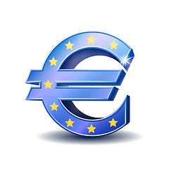 Image showing Blue euro sign isolated on white background