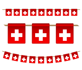 Image showing Set of Switzerland garland flag on white. Vector