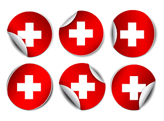 Image showing Set of Bright sticker with flag of Swiss