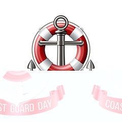 Image showing Coast guard day greeting card. Nautical emblem