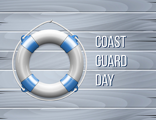 Image showing Coast guard day greeting card with Life Buoy