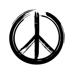 Image showing Black peace symbol created in grunge style