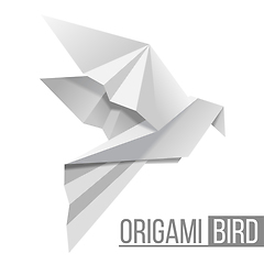 Image showing Origami paper bird. Flying pigeon isolated on white