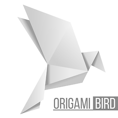 Image showing Origami paper bird. Flying pigeon isolated on white