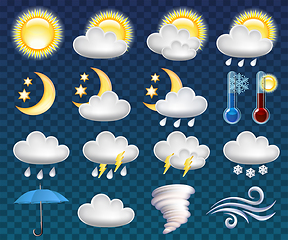 Image showing Set of different weather icons vector illustration