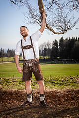 Image showing bavarian tradition man in the grass