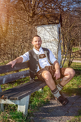 Image showing bavarian tradition man in the grass