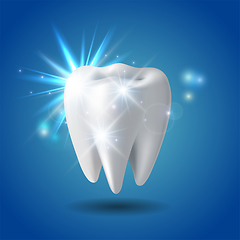 Image showing White shining tooth, concept whitening of human tooth.