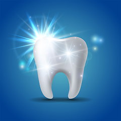 Image showing White shining tooth, concept whitening of human tooth.