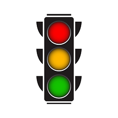 Image showing Traffic lights with all three colors on.