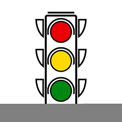 Image showing Traffic lights with all three colors on.