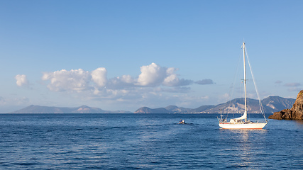 Image showing sailing boat at Lipari Islands Sicily Italy