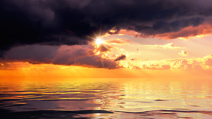 Image showing dramatic ocean sunset sky background