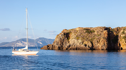 Image showing sailing boat at Lipari Islands Sicily Italy