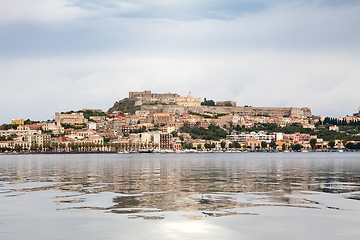 Image showing view to Milazzo Sicily Italy with castle from sea