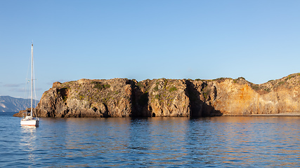 Image showing sailing boat at Lipari Islands Sicily Italy