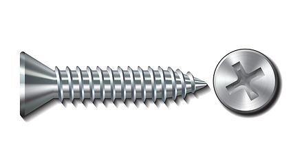 Image showing Bolt screw metal pin with head slot and side view