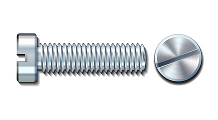 Image showing Bolt screw metal pin with head slot and side view