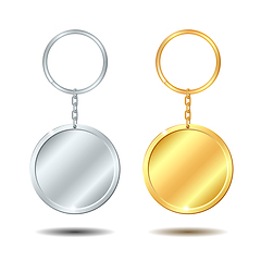 Image showing Template Metal Keychains Set Golden and Silver Circle