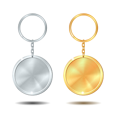 Image showing Template Metal Keychains Set Golden and Silver Circle